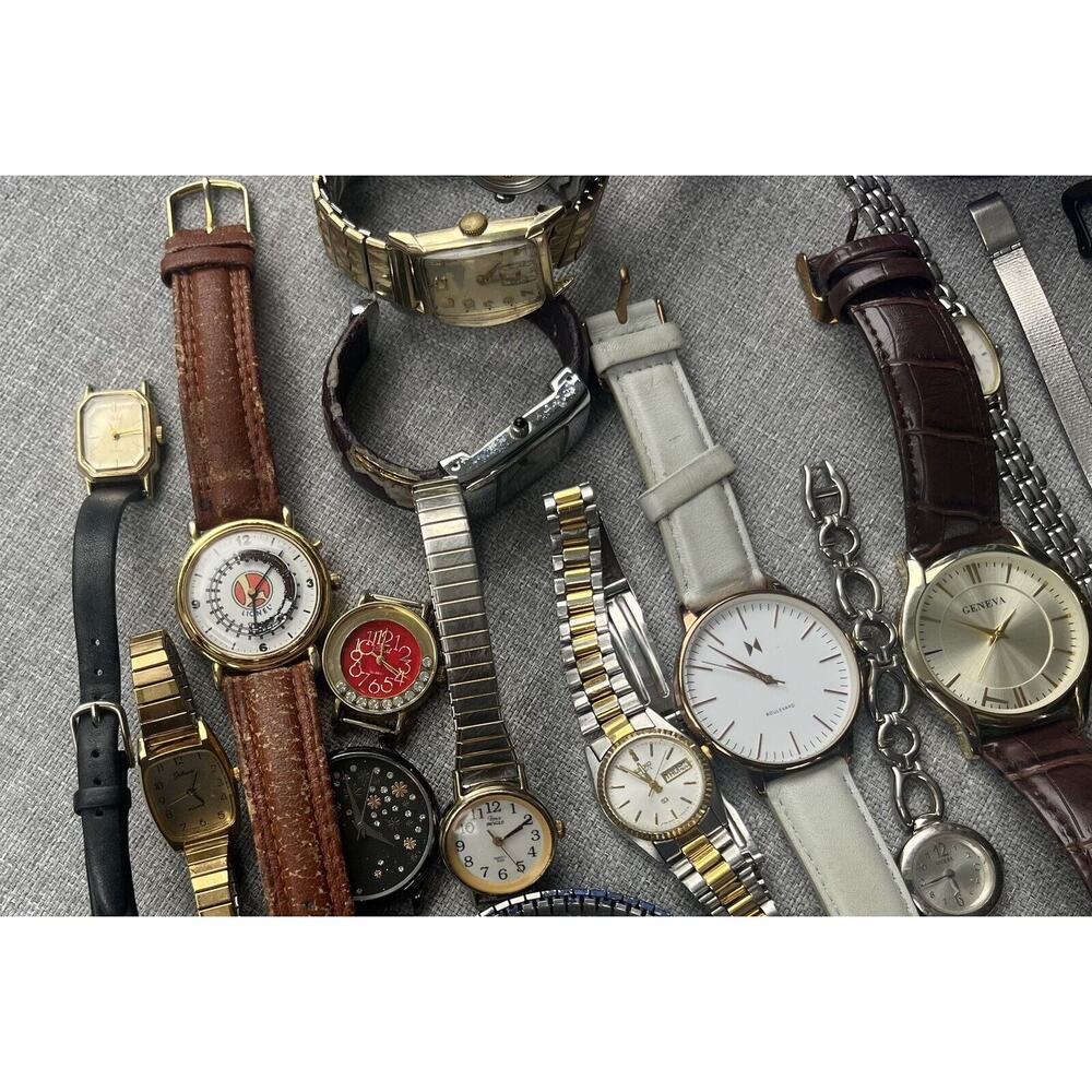36 Assorted Mens & Womens Watches Untested Vintage Gold Silver Mix Tone Metal - Picture 5 of 12